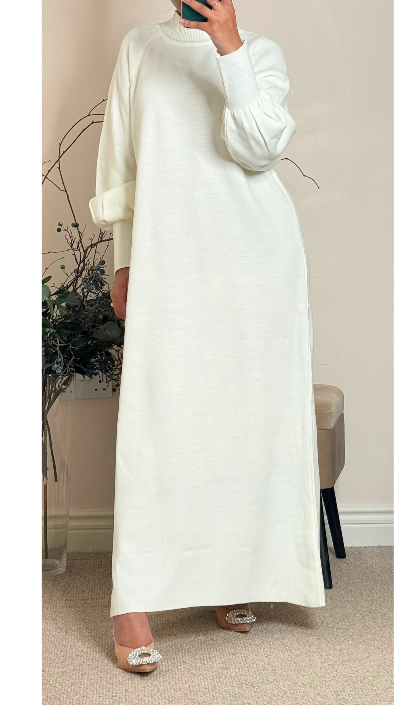 EMBER JUMPER DRESS - White - ATTIRE BY ZARSI