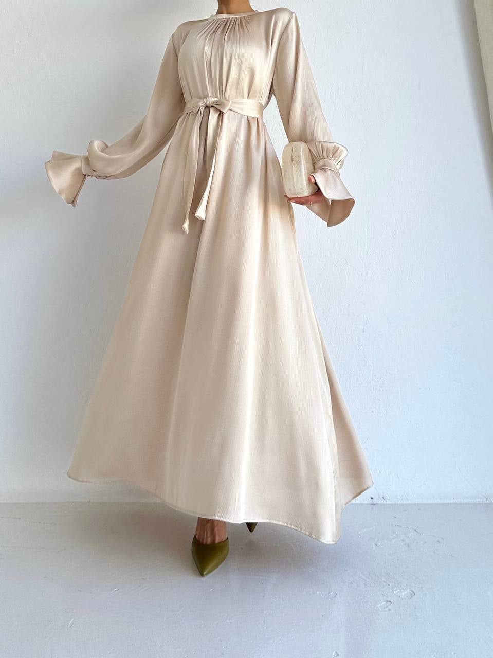 ZEPHYR DRESS - Beige Gold - ATTIRE BY ZARSI