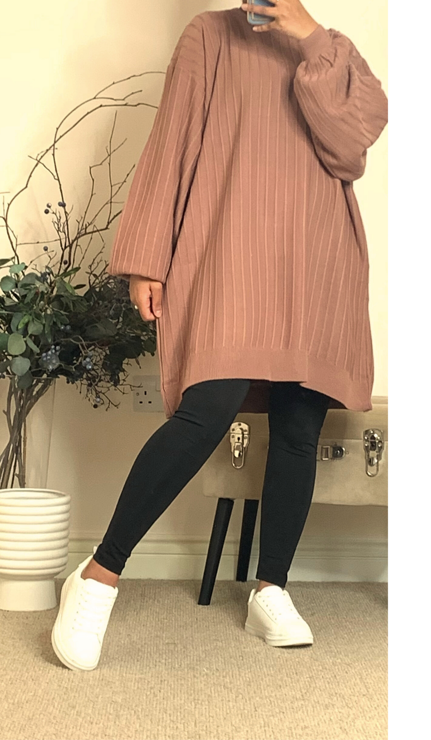 LUNA KNEE LENGTH JUMPER TOP - Dusky Pink - ATTIRE BY ZARSI