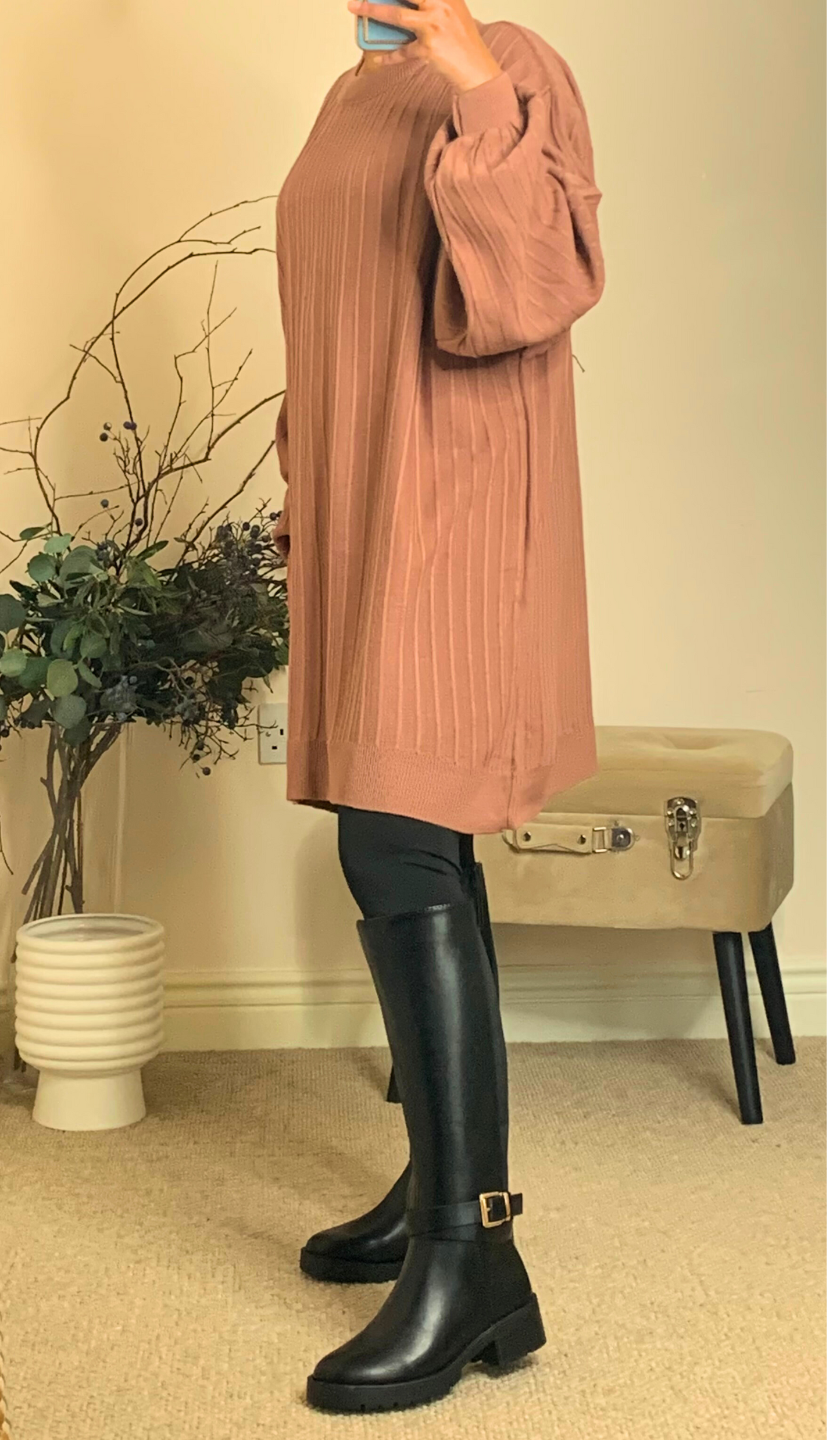 LUNA KNEE LENGTH JUMPER TOP - Dusky Pink - ATTIRE BY ZARSI