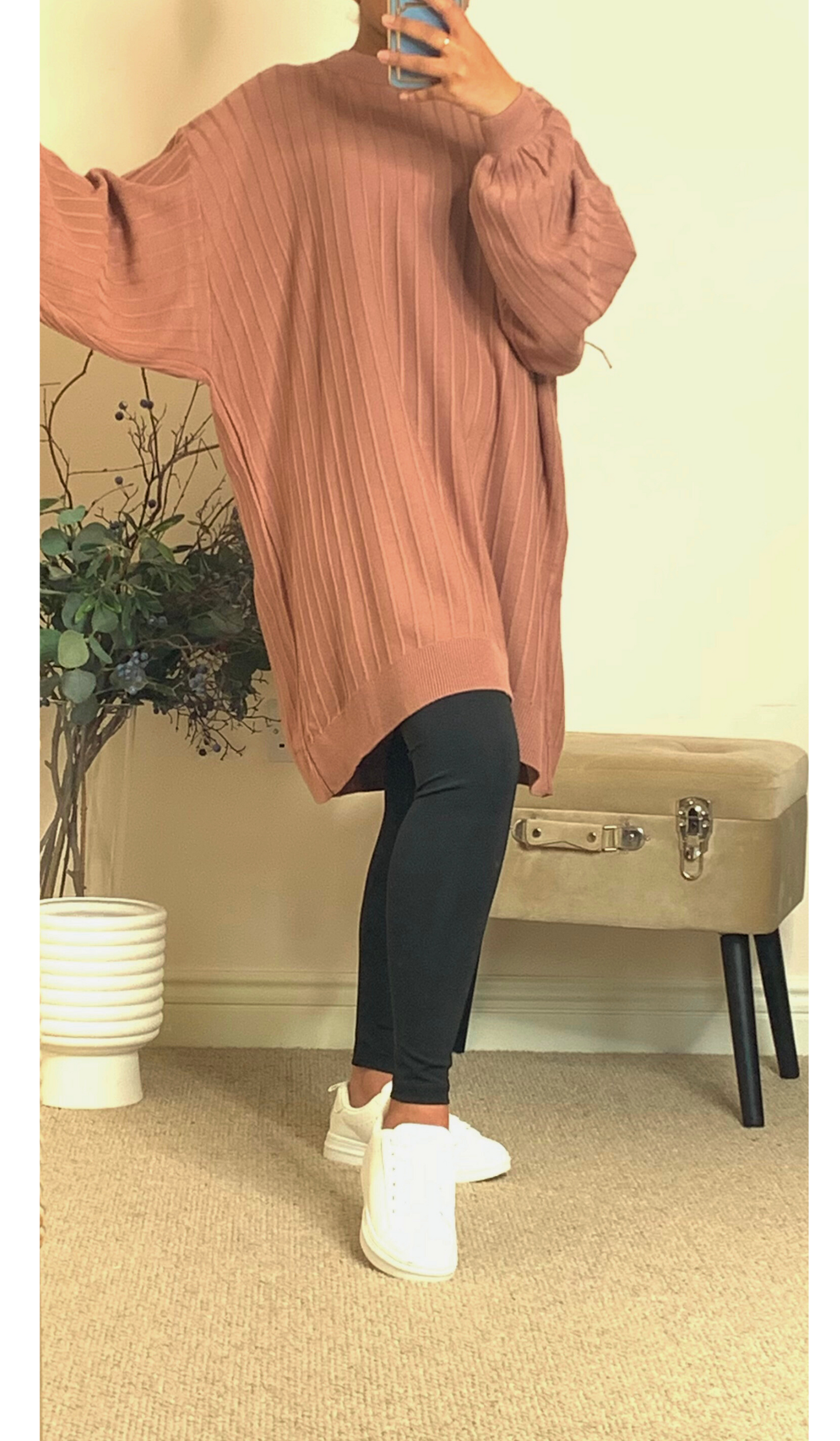 LUNA KNEE LENGTH JUMPER TOP - Dusky Pink - ATTIRE BY ZARSI