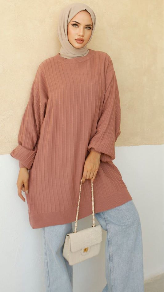 LUNA KNEE LENGTH JUMPER TOP - Dusky Pink - ATTIRE BY ZARSI